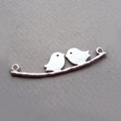 10 pcs Two-Birds Pendant Charm Connector Silver Plated AC067