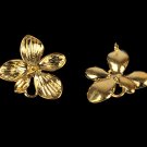 10 pcs Single Orchid Flower Pendant Charm Connector Gold Plated  AC048