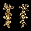 10 pcs Triple Orchid Flower Pendant Charm Connector Gold Plated AC045