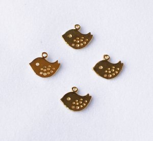 10 pcs Mini Bird Pendant Charm Connector Gold Plated  AC040