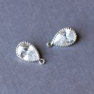 10 Cubic Zirconia Pear Cut Drop Dangle Teardrop Pendant Charm Silver Crystal Rhinestaone AC055