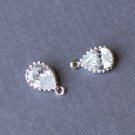 10 Cubic Zirconia Pear Cut Drop Dangle Teardrop Pendant Charm Silver Crystal Rhinestaone AC056