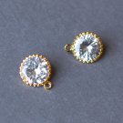 10 Cubic Zirconia Round Dangle Pendant Charm Gold Rhinestone Crystal  AC034