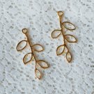 10 pcs Twig 5-Leaf Branch Charm Connector Gold Plated AC071