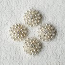 20 pcs Rhinestone Crystal Pearl Button Round 1.2" Hair Clip Wedding Invitation Bridal Bouquet BT132
