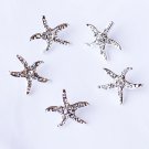 1 pc Rhinestone Button Crystal Slider Silver STARFISH Wedding Invitation Cake Decoration BT131