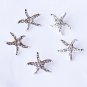 1 pc Rhinestone Button Crystal Slider Silver STARFISH Wedding Invitation Cake Decoration BT131