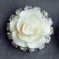 20 Rhinestone Buttons Crystal Ivory Resin Rose Flower Hair Comb Clip Wedding Invitation BT135