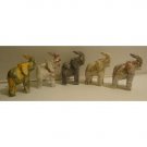 Set of Five Soapstone Elephant Figurines 3.25"h Stone Carvings