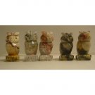 Set of Five Soapstone Owl Figurine Set 2.25"h