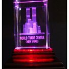 World Trade Center Twin Towers Laser Etched 3D Crystals. Size: 2"x2"x3"
