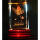 Butterfly Laser Etched 3D Crystals. Size: 2"x2"x3"