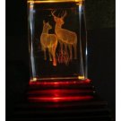 Reindeer Laser Etched 3D Crystals. Size: 2"x2"x3"