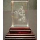 Mary with Child Jesus Laser Etched 3D Crystals. Size: 2"x2"x3"