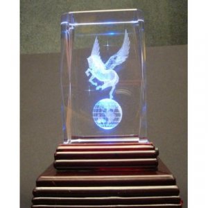 Pegasus Laser Etched 3D Crystals. Size: 2"x2"x3"