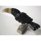 Natural Gemstone Black Onyx Toucan Carving Figurine 3.75"