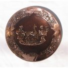 PERU LIGHT WEIGHT COPPER BATHED DECORATIVE PLATE 10.5" DIAMETER WITH LLAMA AND SHEPHERD PEOPLE MOTIF