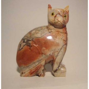 Soapstone Cat Figurine Set 3.25"h Cat Carving