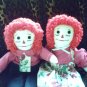 Raggedy Ann and Andy Dolls Set OOAK Handmade Cloth Doll Hand embroidered faces