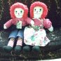 Raggedy Ann and Andy Dolls Set OOAK Handmade Cloth Doll Hand embroidered faces