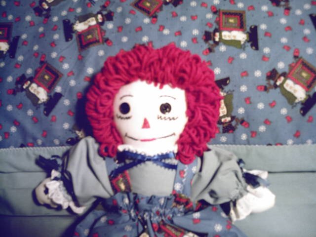 Christmas Raggedy Ann Doll with Matching Quilt OOAK Handmade Penguins
