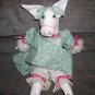 Handmade One of a Kind Cloth Animal Pig Doll Hand crafted Dolls Hand embroidered face!