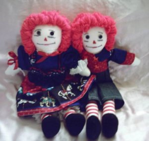 Raggedy Ann and Andy Handmade Cloth Dolls One of a Kind OOAK Carousels and Horses!