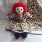 Handmade Raggedy Ann Doll with Matched Quilt Lavender One of a Kind OOAK Cloth Dolls