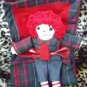 Little Raggedy Andy with Match Quilt Handmade One of a Kind Dolls Plaid