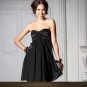 Satin Strapless Ruffles Chiffon Dress[R6277]