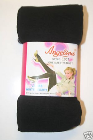 LADIES BLACK WINTER THICK TIGHTS WITH FEET