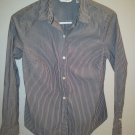 liz claiborne black white stripe shirt 4p