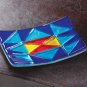 Blue Patchwork Art Glass Plate- #38341