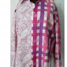 Baby Bluez Pastel Pink Purple Color Block Paisley Long Sleeve Cotton Shirt 2XL