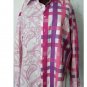 Baby Bluez Pastel Pink Purple Color Block Paisley Long Sleeve Cotton Shirt 2XL
