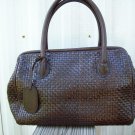 Leather Woven Weave Design Dk Brown Chocolate Mahogany Docotor Satchel Bag Purse by Nine West
