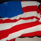 Vintage handmade knit crochet flag afghan throw Americana stars stripes