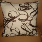 New Arhaus decorative linen throw pillow Duneswirl cocoa brown swirl down insert
