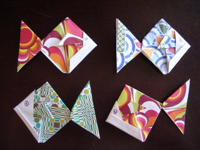 4 X ASSORTED HANDMADE ORIGAMI FISH