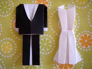 X Set Of Origami Bride And Groom Outfit 2 X Set Of Origami Bride And Groom Outfit