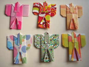 4 X ASSORTED HANDMADE ORIGAMI KIMONO