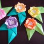 5 X ASSORTED HANDMADE ORIGAMI ROSES WITH LEAVES
