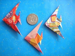 4 X ASSORTED HANDMADE ORIGAMI ANGEL FISH