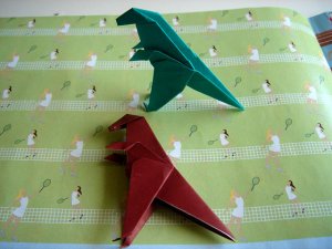 4 X ASSORTED HANDMADE ORIGAMI DINOSAUR