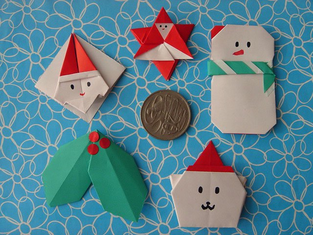 5 X ASSORTED HANDMADE ORIGAMI CHRISTMAS - LOT 2