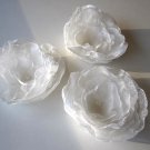 3 X HANDMADE SHIMMERING ORGANZA FLOWERS - Ivory