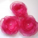 3 X HANDMADE SHIMMERING ORGANZA FLOWERS - pink
