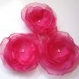 3 X HANDMADE SHIMMERING ORGANZA FLOWERS - pink