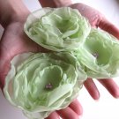 3 X BEAUTIFUL HANDMADE BLOSSOMS - Spring green
