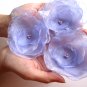 3 X HANDMADE SHIMMERING ORGANZA FLOWERS - lilac